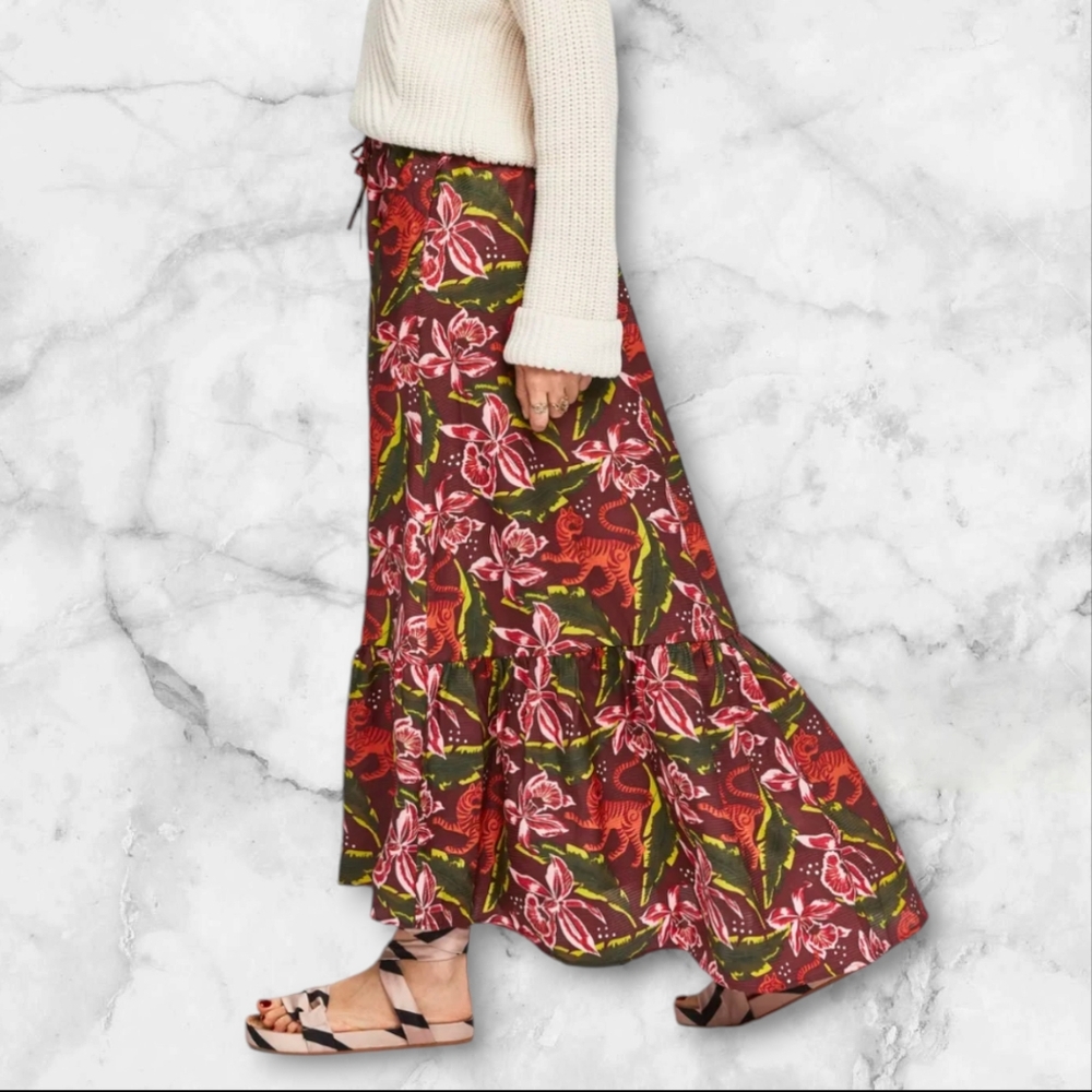 Scotch & Soda Floral Maxi Skirt - Red and Green